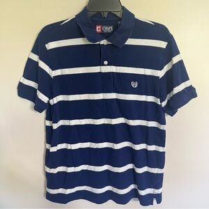 Men’s Chaps Short Sleeve Golf Polo Blue & White‎ Size Medium Outdoors